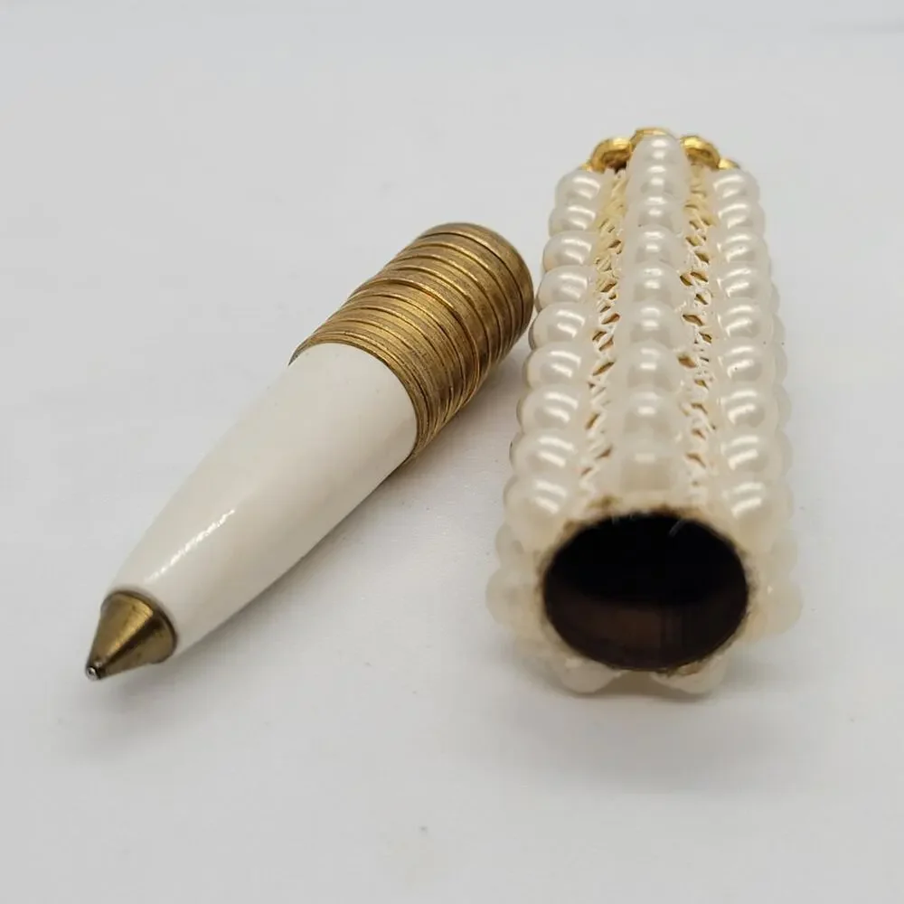 Vintage‎ Faux Pearl Rhinestone Purse Pen Glam Vanity Accessory Elegant Gift